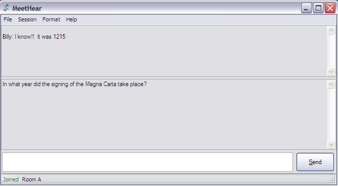 screen shot of MeetHear student window